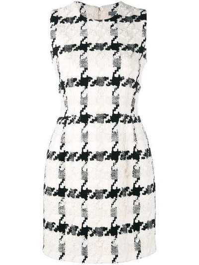 Alexander Mcqueen Large Houndstooth Bouclé Dress In White