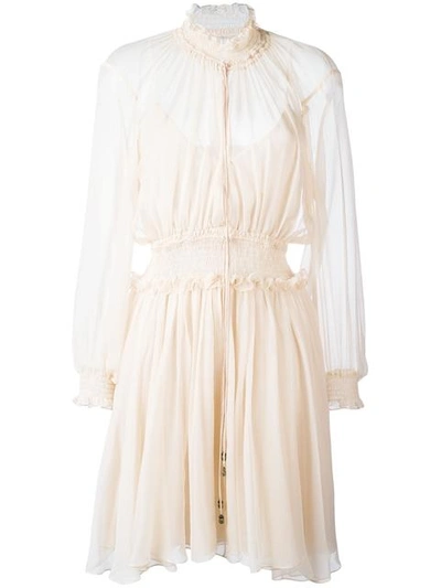 Chloé Smocked Split Neck Dress