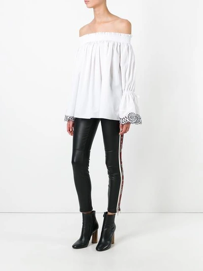 Shop Alexander Mcqueen Off The Shoulder Blouse In White