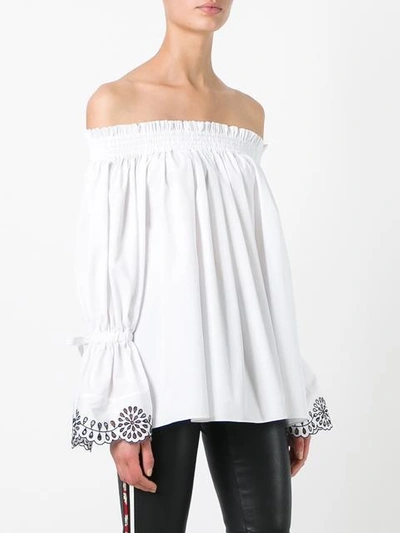 Shop Alexander Mcqueen Off The Shoulder Blouse In White