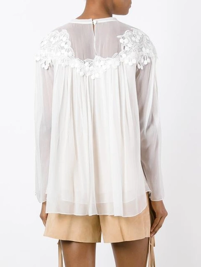 Shop Chloé Cherry Guipure Blouse In Neutrals