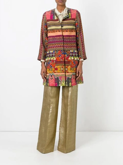 Shop Etro Tassel Embellished Striped Coat