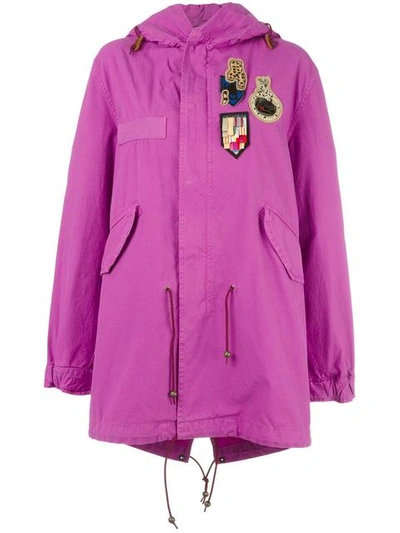 Mr & Mrs Italy Bouganville Patched Mid Parka In Pink