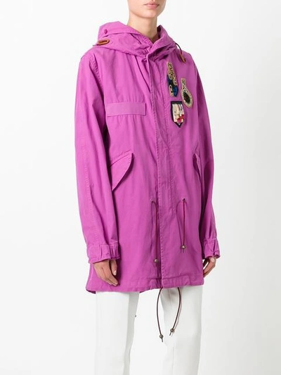 Shop Mr & Mrs Italy Bouganville Patched Mid Parka In Pink