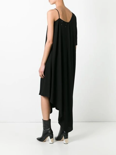 Shop Maison Margiela Draped Sleeve Asymmetric Dress In Black