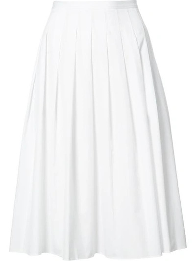 Vince Pleated Cotton Skirt In White