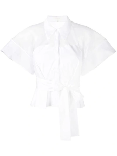 Shop Delpozo Belted Shirt In White