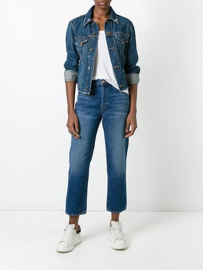 Shop J Brand Straight Cropped Jeans In Blue