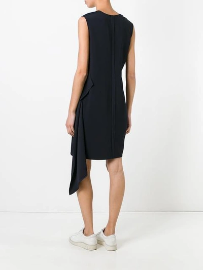 Shop Helmut Lang Elongated Detailing V-neck Dress - Blue
