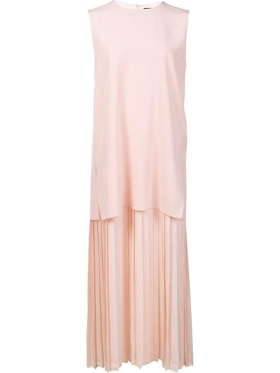Adam Lippes Double Layer Pleated Dress In Pink