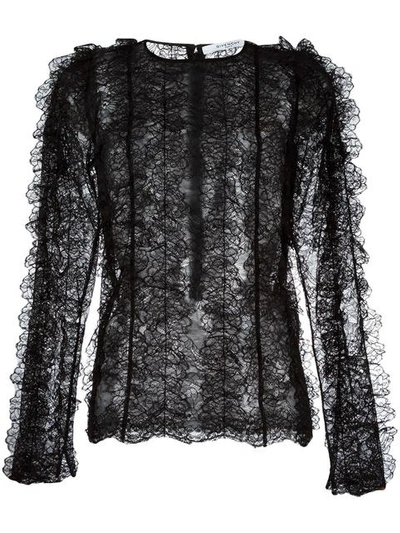 Givenchy Ruffled Lace Blouse In Black