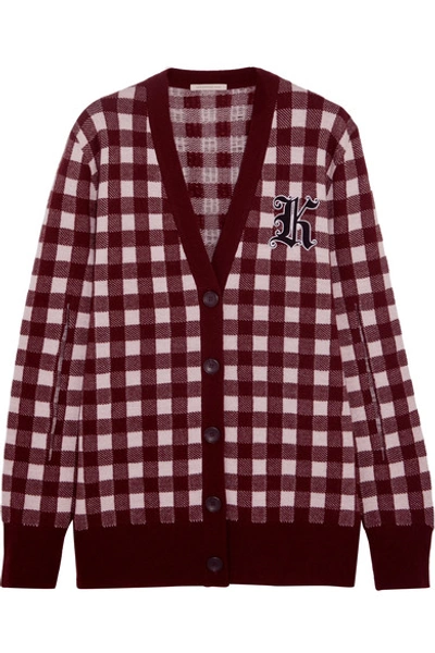 Shop Christopher Kane Gingham Wool And Cashmere-blend Cardigan