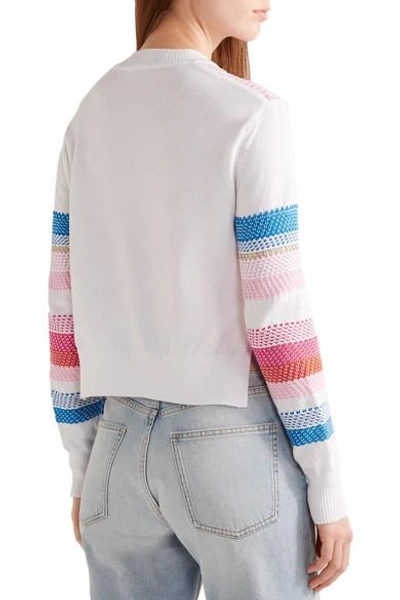 Shop Peter Pilotto Crochet-paneled Cotton Sweater