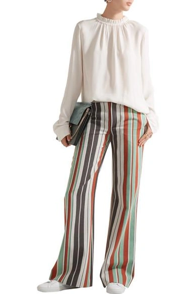 Shop Chloé Striped Cotton-blend Twill Wide-leg Pants