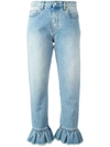MSGM frill detail cropped jeans,MACHINEWASH