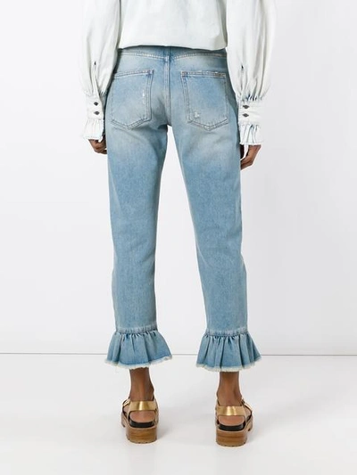 Shop Msgm Frill Detail Cropped Jeans
