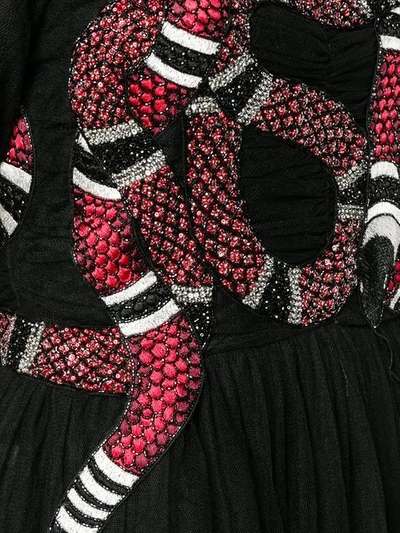 Gucci Embellished Embroidered Tulle Gown In Black