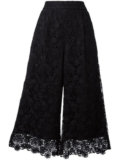 Shop Diane Von Furstenberg Cropped Lace Trousers In Black