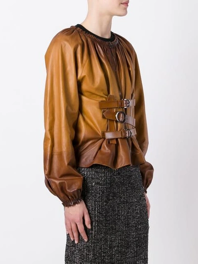 Shop Tom Ford Buckle Detailing Zipped Shirt In Brown