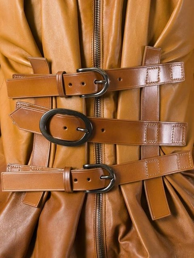 Shop Tom Ford Buckle Detailing Zipped Shirt In Brown