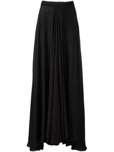 Lanvin Fluted-front Silk Crepe De Chine Skirt In Black