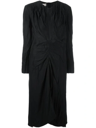 Marni Long-sleeve Ruched-waist Dress, Black | ModeSens