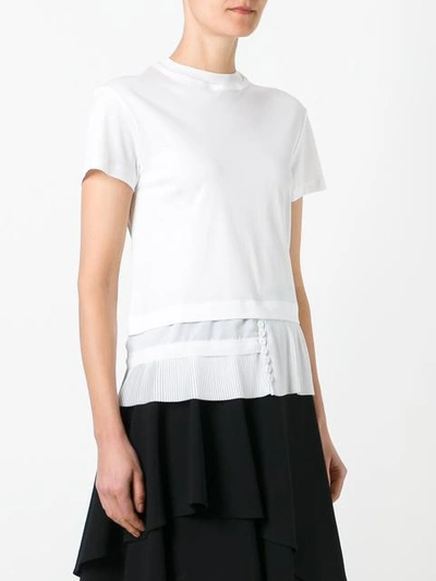 Shop Carven Pleated Sheer Detailing T-shirt - White