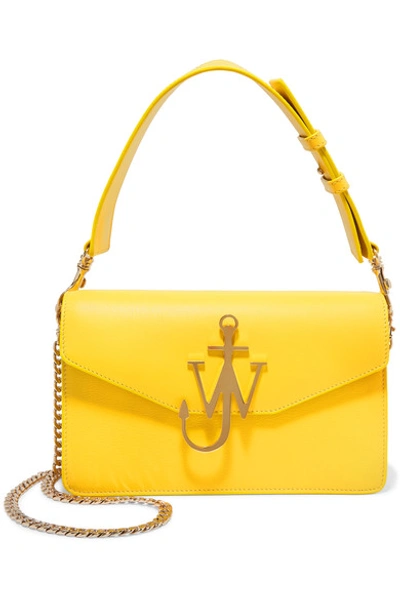 Jw Anderson Jw Logo Leather Shoulder Bag, Yellow