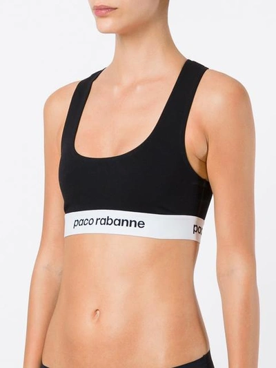 Shop Paco Rabanne Logo Bra In Black