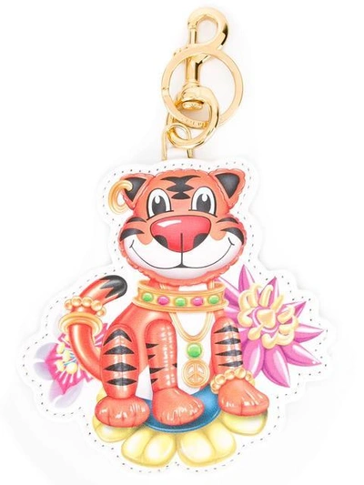 Shop Moschino Jewelled Tiger Keyring - Multicolour