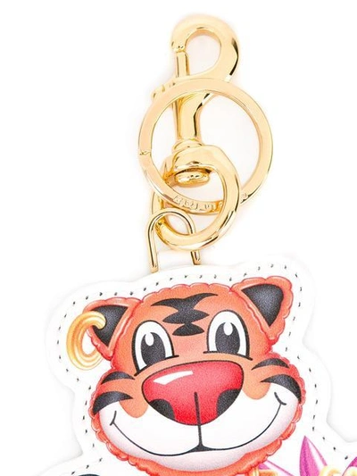 Shop Moschino Jewelled Tiger Keyring - Multicolour