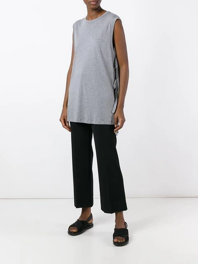Shop Helmut Lang Lace-up Laterals Sleeveless T-shirt - Grey