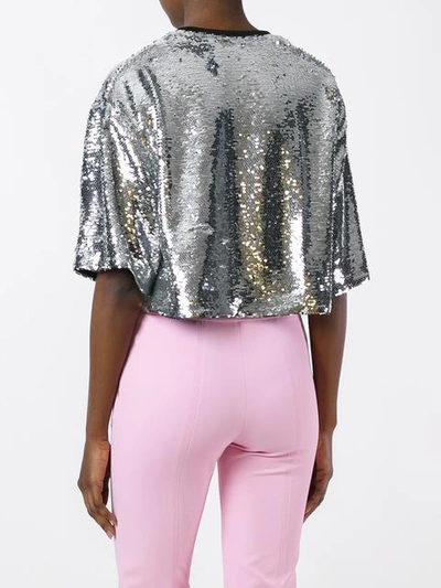 Shop Msgm Sequinned Cropped T-shirt