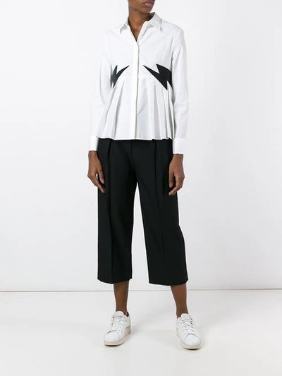 Shop Neil Barrett Lightning Patches Shirt In White