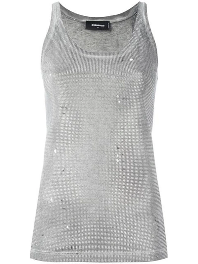 Dsquared2 Microstudded Tank Top In Grey