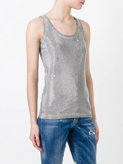 Shop Dsquared2 Microstudded Tank Top In Grey