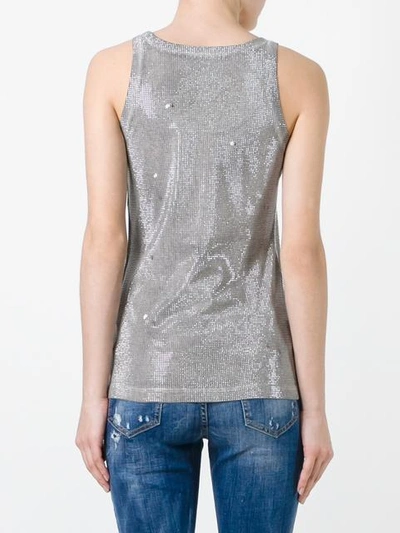 Shop Dsquared2 Microstudded Tank Top In Grey