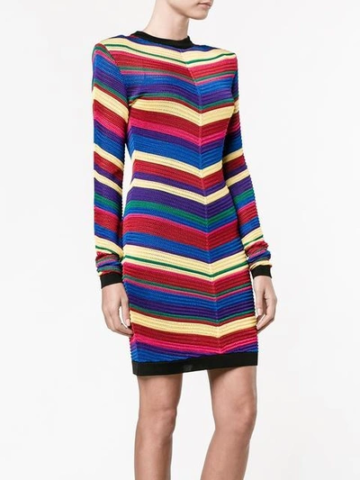 Balmain Chevron-striped Knitted Mini Dress