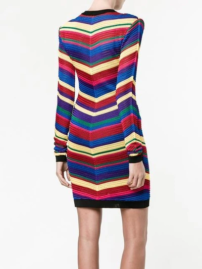 Balmain Chevron-striped Knitted Mini Dress