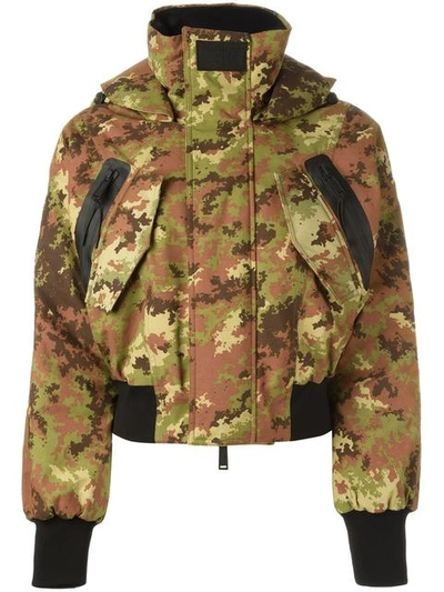 Dsquared2 Ski Camouflage Bomber Jacket In Military Green