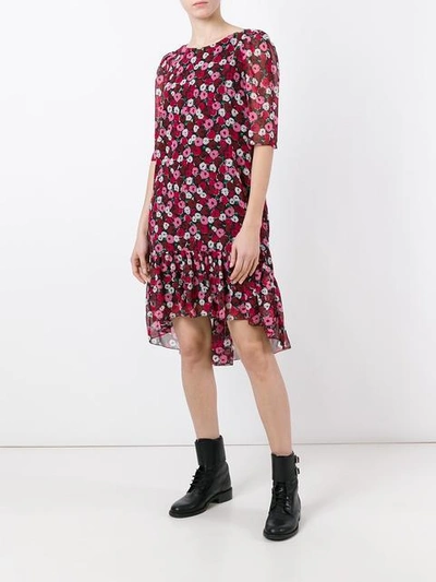 Shop Saint Laurent Floral Print Babydoll Dress In Multicolour