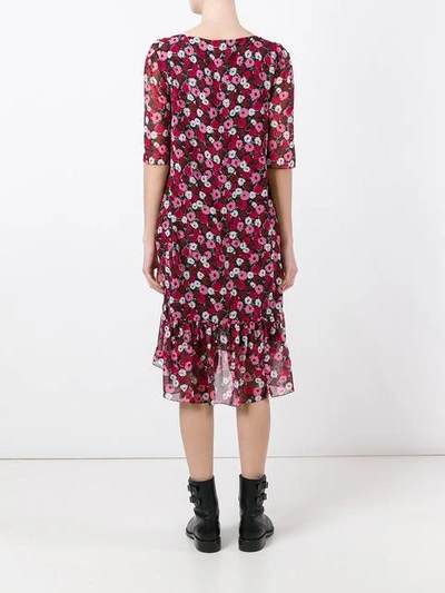 Shop Saint Laurent Floral Print Babydoll Dress In Multicolour