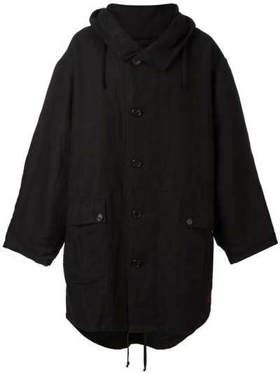Ann Demeulemeester Hooded Oversized Coat In Black