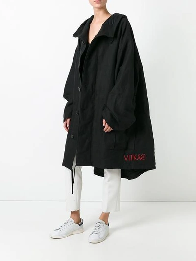 Shop Ann Demeulemeester Hooded Oversized Coat In Black