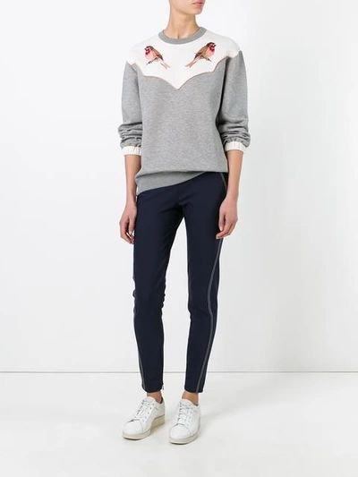 Shop Stella Mccartney Embroidered Robin Sweatshirt In Grey