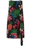 VALENTINO Draped printed silk crepe de chine mini dress