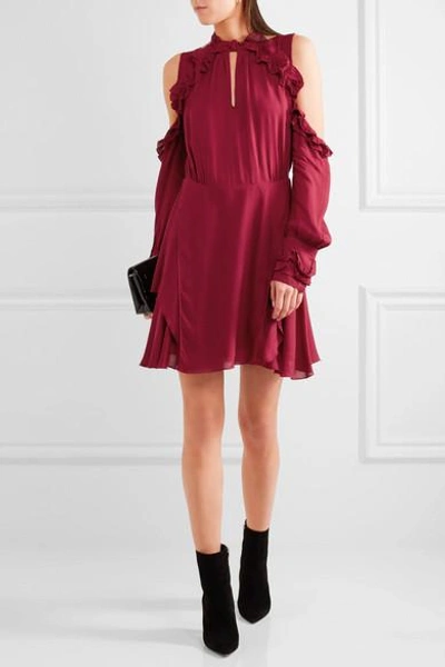 Shop Iro Hanie Cutout Ruffled Crepe Mini Dress