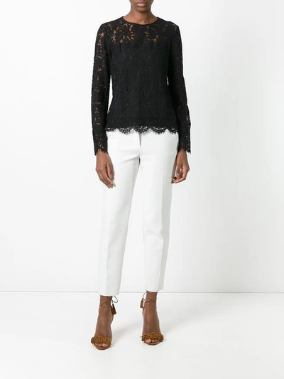 Shop Diane Von Furstenberg Lace Detail Blouse In Black