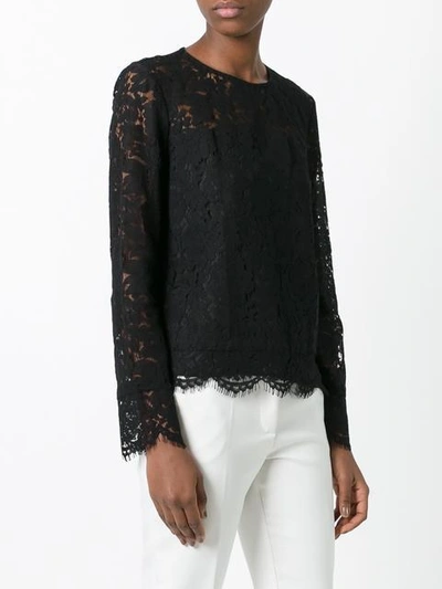 Shop Diane Von Furstenberg Lace Detail Blouse In Black