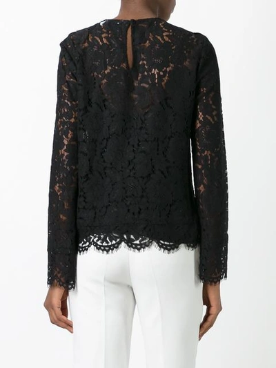 Shop Diane Von Furstenberg Lace Detail Blouse In Black